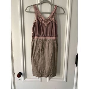 Loft light brown and beige ribbon tank dress 4P